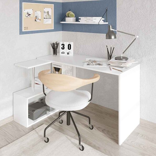 Estoril Wooden Corner Laptop Desk in White