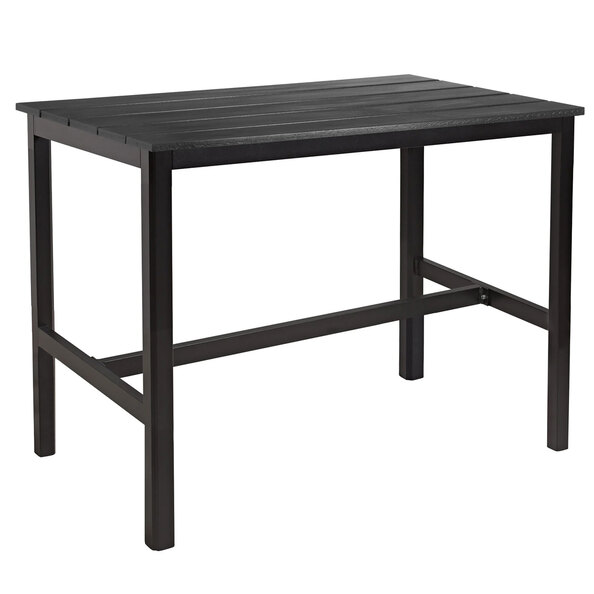 Etax 119cm Wooden Black Top Bar Table with Aluminium Base