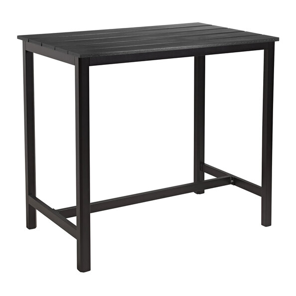 Etax 180cm Wooden Black Bar Table with Steel Base