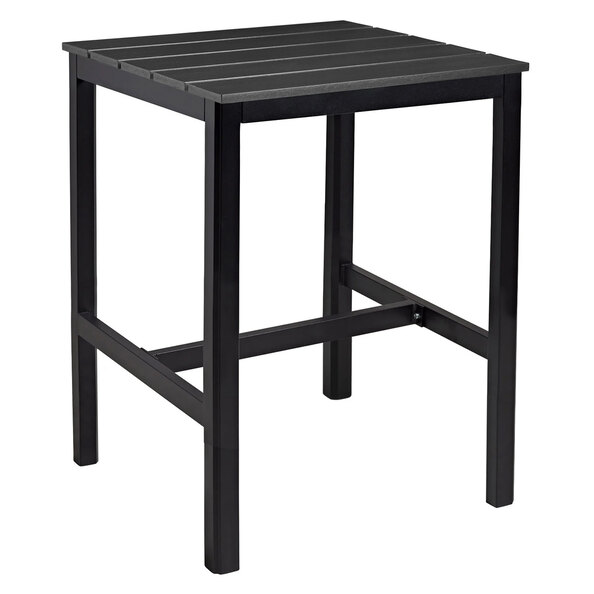 Etax 69cm Wooden Black Top Bar Table with Aluminium Base