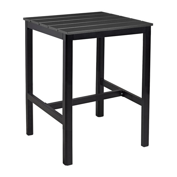 Etax 80cm Wooden Black Top Bar Table with Aluminium Base