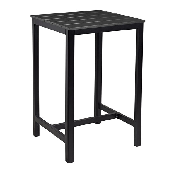 Etax 80cm Wooden Black Top Poseur Bar Table with Aluminium Base