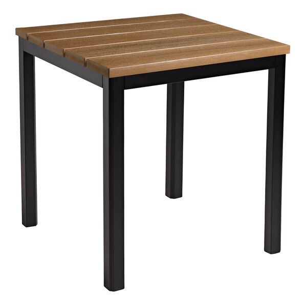 Etax 80cm Wooden Dining Table With Aluminium Base In Golden Oak
