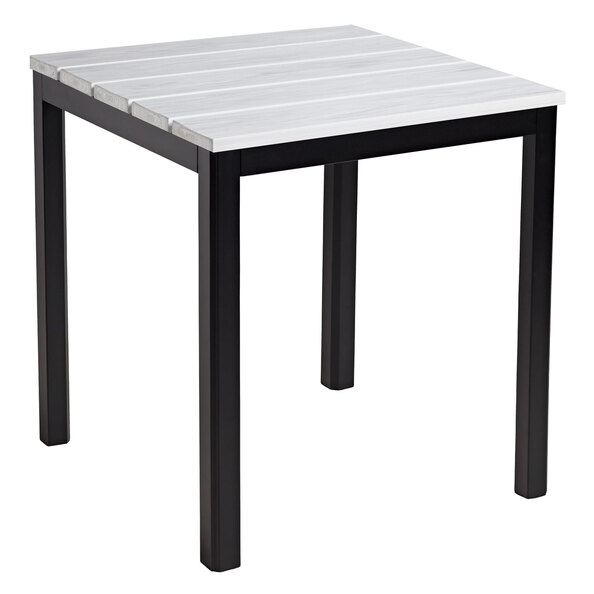 Etax 80cm Wooden Dining Table With Aluminium Base In Whitewash