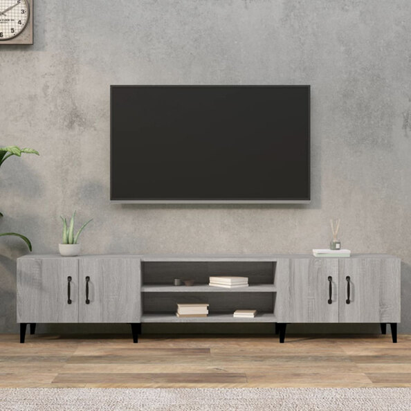 Ethan Wooden TV Stand With 4 Doors In Grey Sonoma Oak