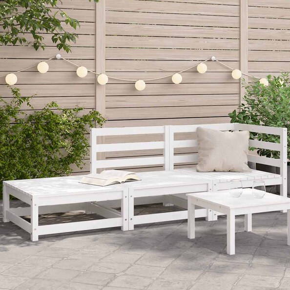 Etreno Outdoor Solid Wood Corner Seating Set in White