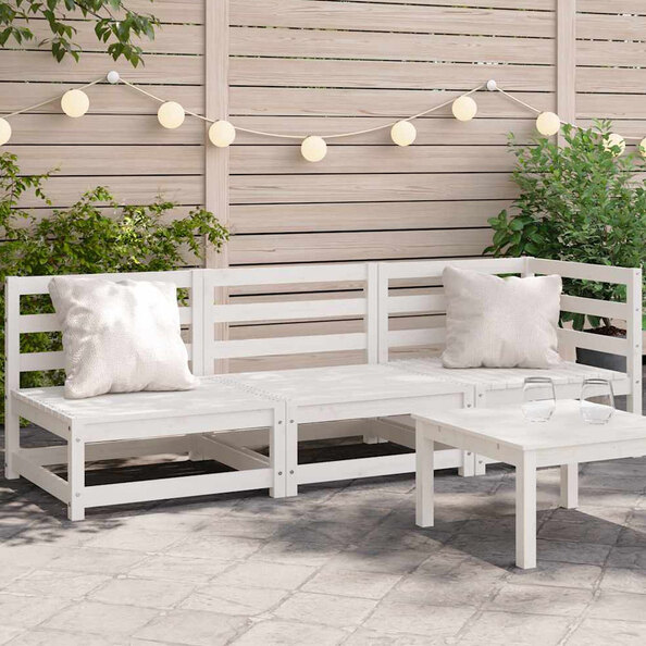 Etreno Outdoor Solid Wood Lounge Set in White