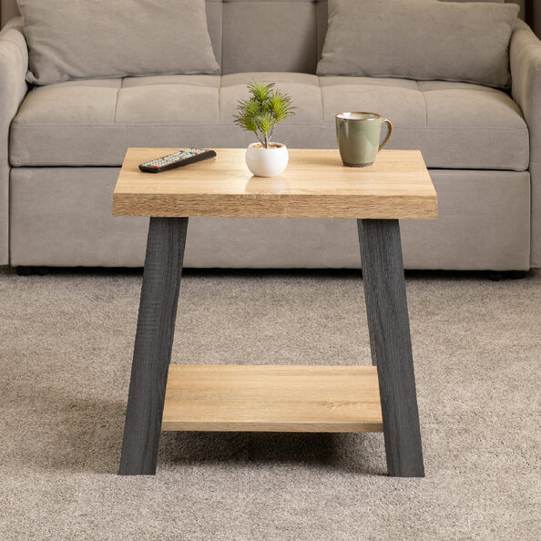 Eureka Wooden Side Table In Grey And Sonoma