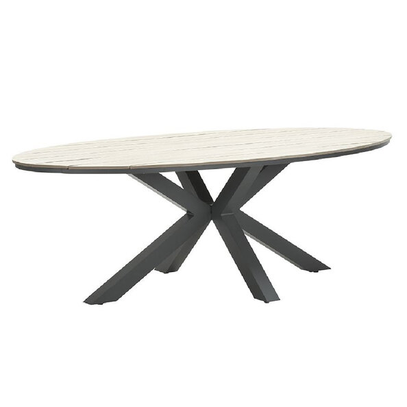 Ezra Large Wooden Oval Garden Dining Table In Light Brown