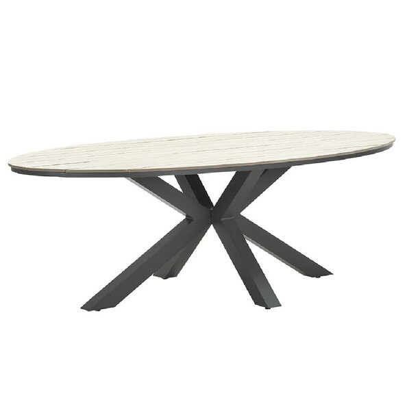 Ezra Small Wooden Oval Garden Dining Table In Light Brown
