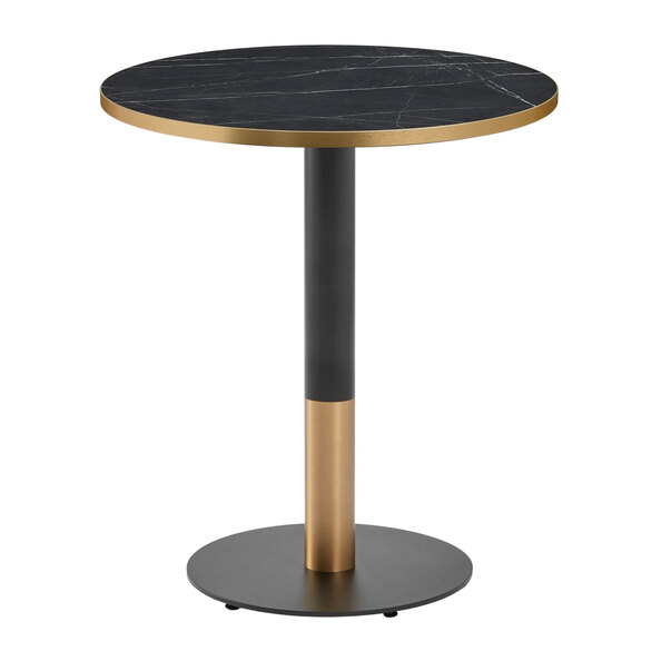 Evario Round 60cm Marble Effect Top Dining Table with Black Gold Base