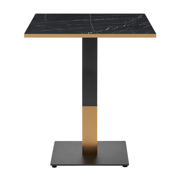 Evario Square 60cm Marble Effect Top Dining Table with Black Gold Base