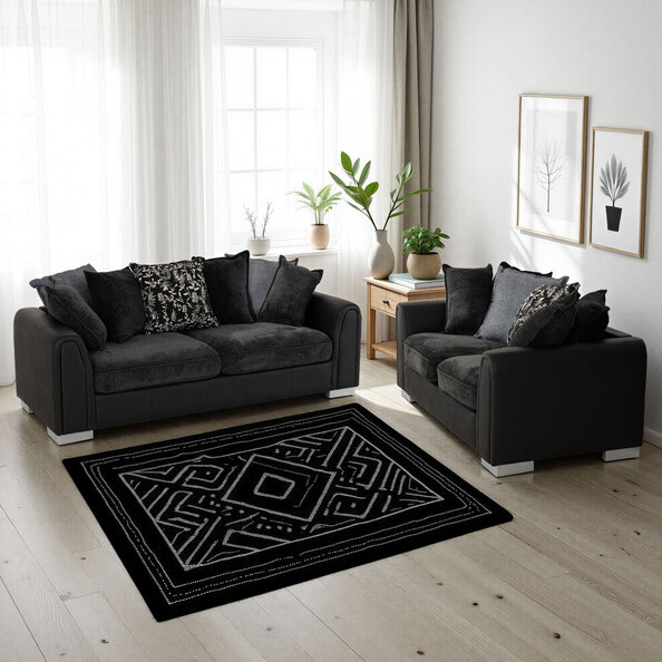 Evreno Faux Leather 3+2 Seater Sofa in Dark Grey