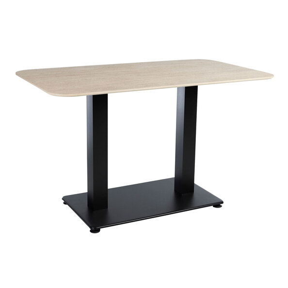 Extro 119cm Beige Travertine Marble Effect Top Dining Table with Akira Black Base