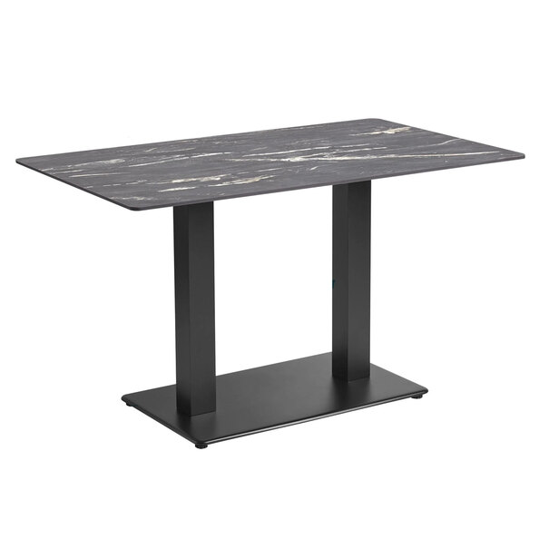 Extro 119cm Rectangular Black Marble Effect Textured Top Dining Table with Akira Base