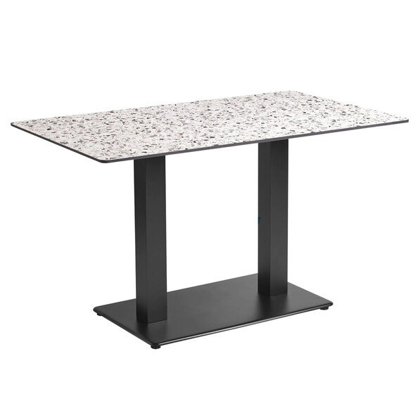 Extro 119cm Rectangular Mixed Terrazzo Top Dining Table with Akira Black Base