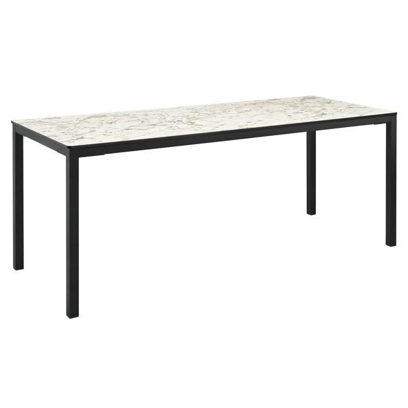 Extro 179cm Carrara Marble Effect Dining Table with Black Base