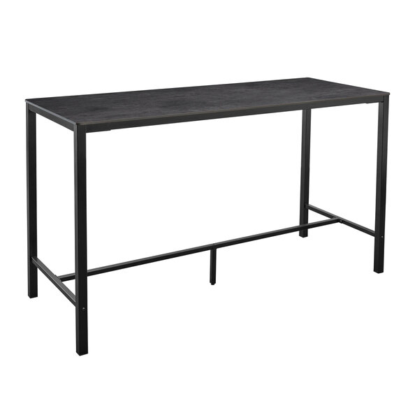 Extro 179cm Metallic Anthracite Top Bar Table with Black Base