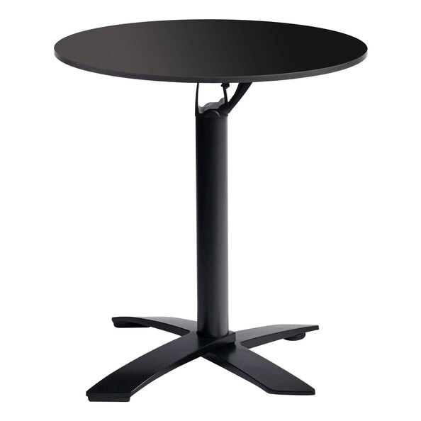 Extro 60cm Round Black Flip Top Dining Table with Sabre Deluxe Base