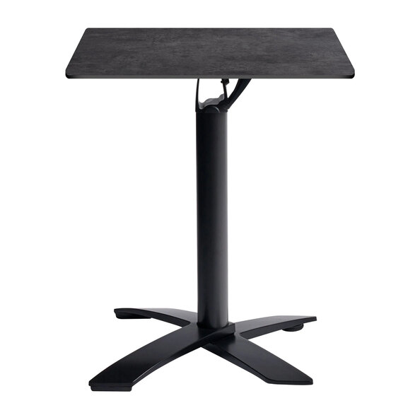Extro 60cm Square Metallic Anthracite Flip Top Dining Table with Sabre Deluxe Black Base