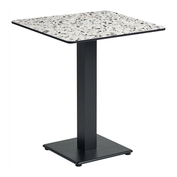 Extro 60cm Square Mixed Terrazzo Top Dining Table with Akira Black Base
