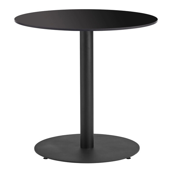 Extro 69cm Round Black Wooden Top Dining Table with Bicton Sleek Base
