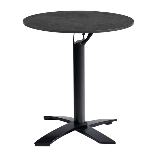 Extro 69cm Round Metallic Anthracite Flip Top Dining Table with Sabre Deluxe Black Base