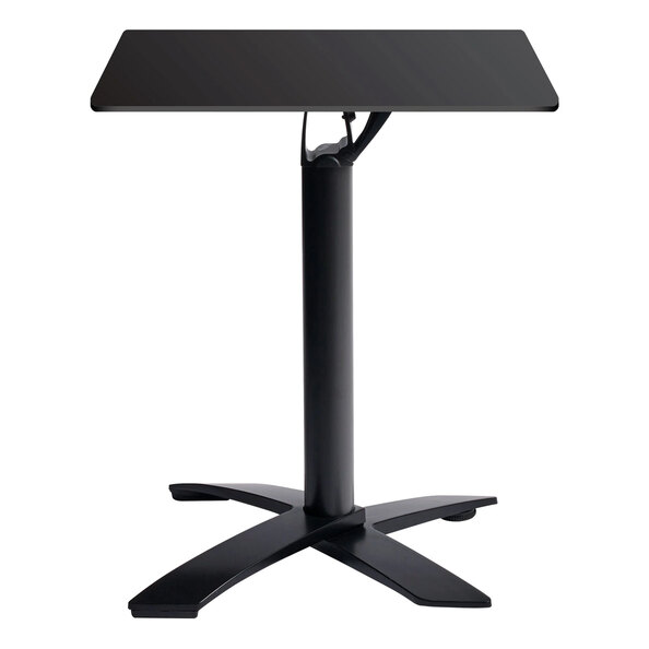 Extro 69cm Square Black Flip Top Dining Table with Sabre Deluxe Base