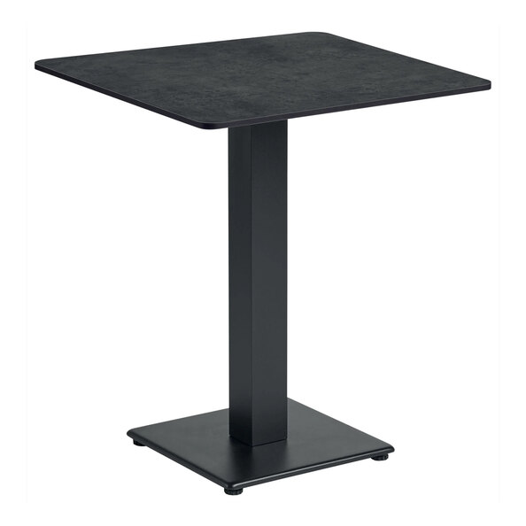 Extro 69cm Square Metallic Anthracite Top Dining Table with Akira Black Base