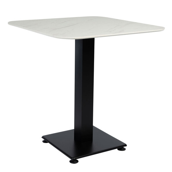 Extro 79cm White Marble Effect Top Dining Table with Akira Black Base