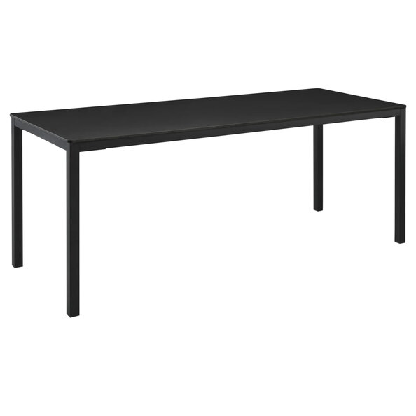 Extro Rectangular Wooden Black Top Dining Table with Steel Base