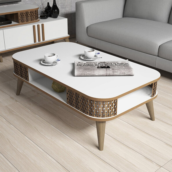 Eylul Wooden Coffee Table in White
