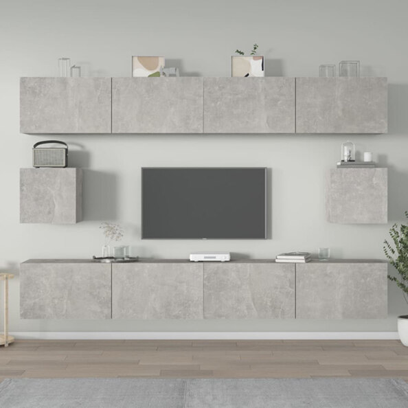 Eztli Wooden Living Room Furniture Set In Concrete Effect