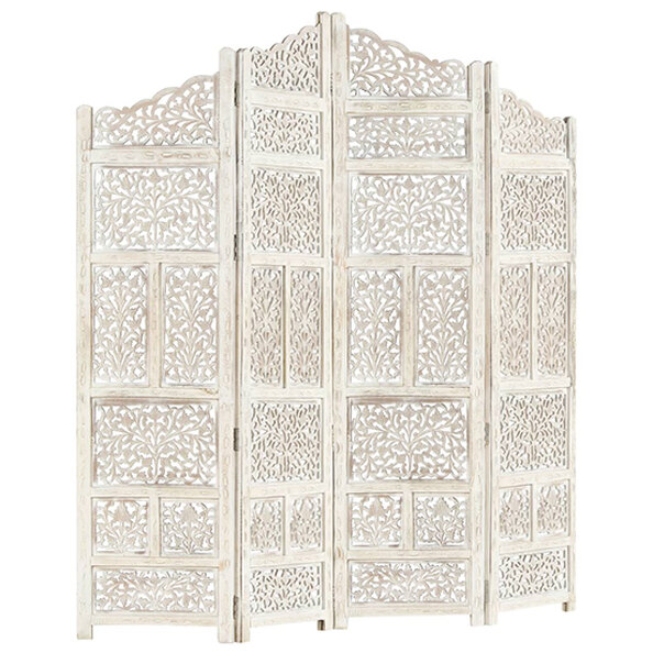 Fabre Mango Wood 4 Panels 160cm x 165cm Room Divider In White