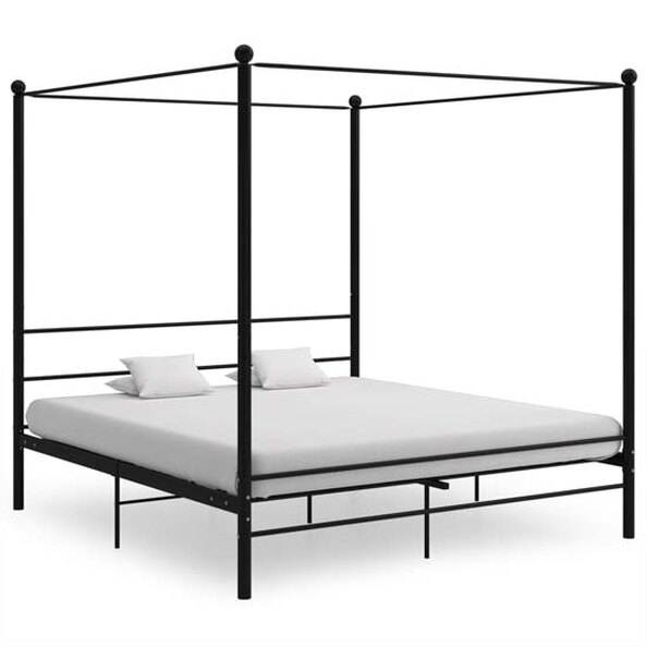 Fallon Metal Canopy Super King Size Bed In Black