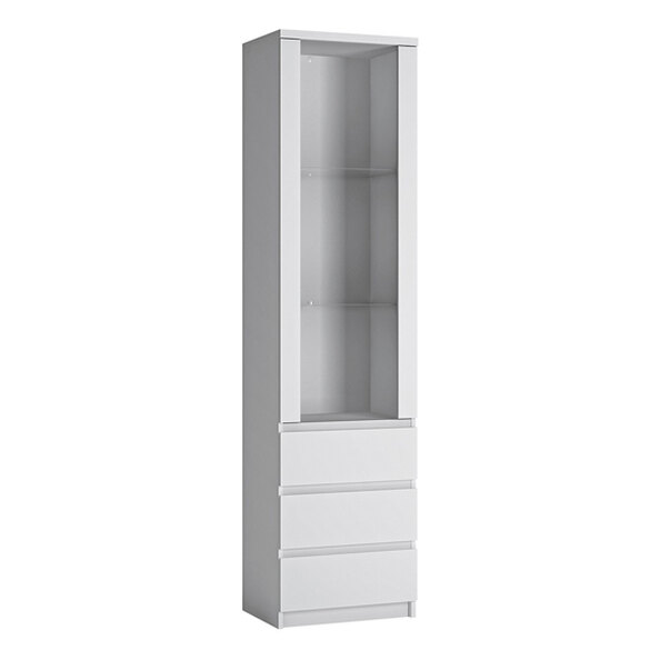 Felton Wooden Display Cabinet With 3 Drawers In White