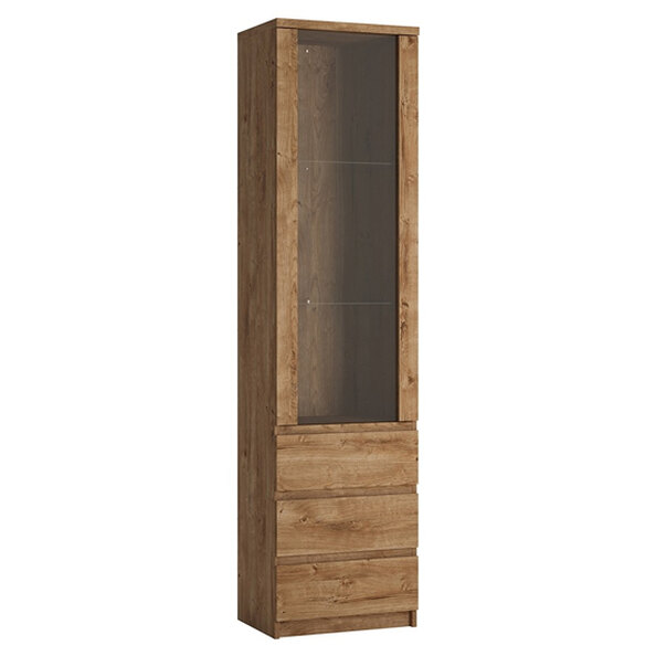 Felton Wooden Display Cabinet With 3 Drawers In Oak