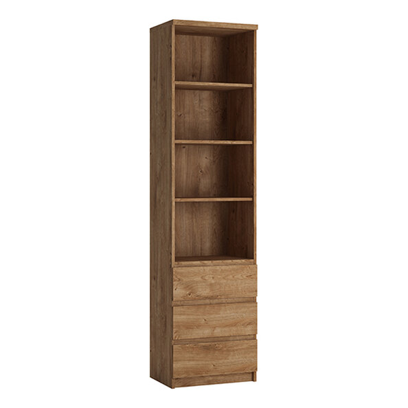 Felton Wooden Bookcase With 4 Shelves And 3 Drawers In Oak
