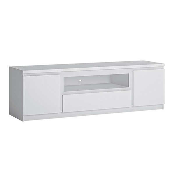 Felton Wooden Large TV Stand With 2 Doors 1 Drawer In White