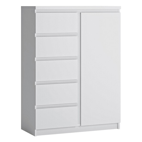 Fank Wooden 1 Door 5 Drawers Sideboard In Alpine White