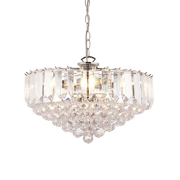 Fargo 6 Lights Crystal Droplets Pendant Light In Chrome