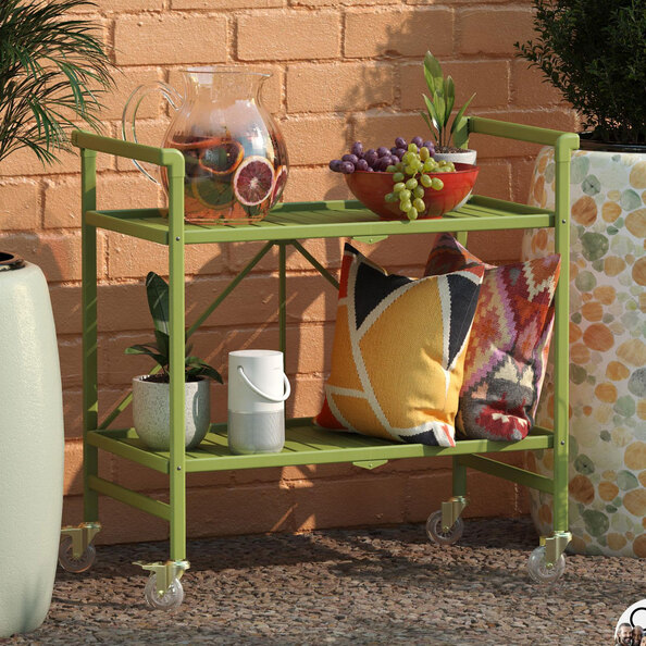 Farion Metal Kitchen Trolley in Kiwi Green