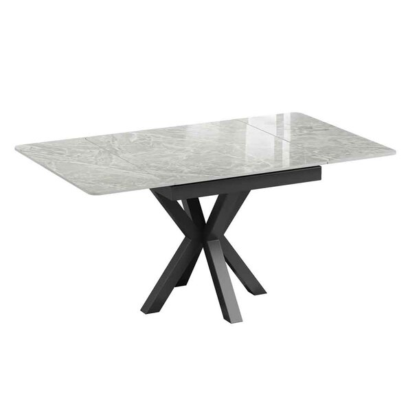Farsen Ceramic Extending Dining Table in Grey Gloss