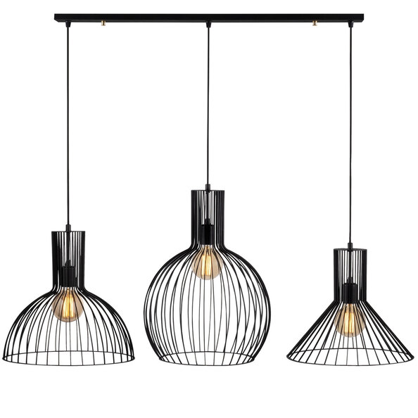 Fellini 3 Light Metal Ceiling Pendant Light in Black