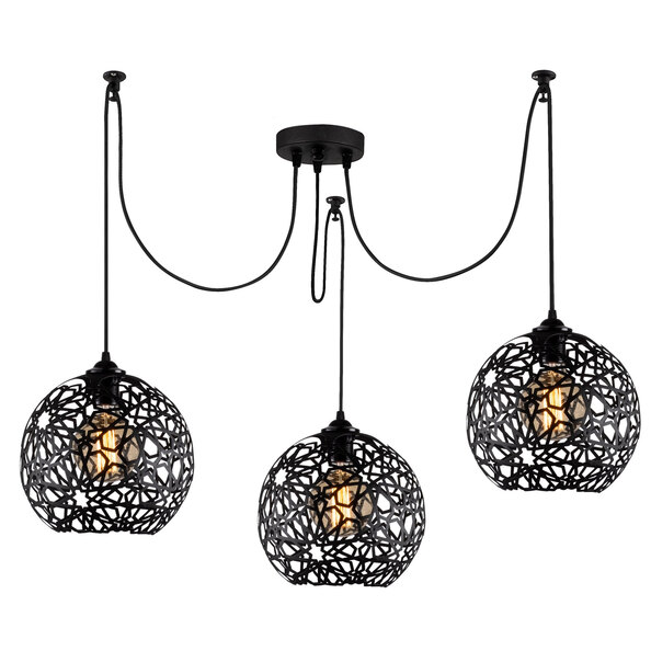 Fellini 3 Light Metal Cluster Nest Ceiling Pendant Light in Black