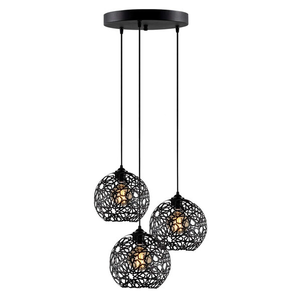 Fellini 3 Light Metal Drop Nest Ceiling Pendant Light in Black