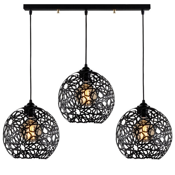 Fellini 3 Light Metal Nest Ceiling Pendant Light in Black
