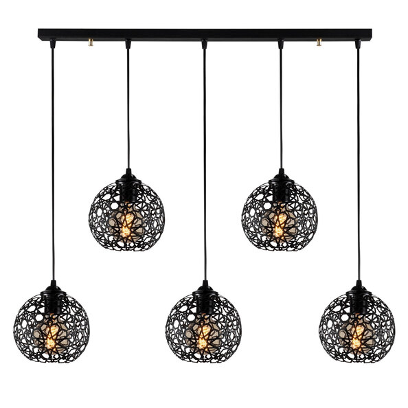 Fellini 5 Light Metal Nest Ceiling Pendant Light in Black
