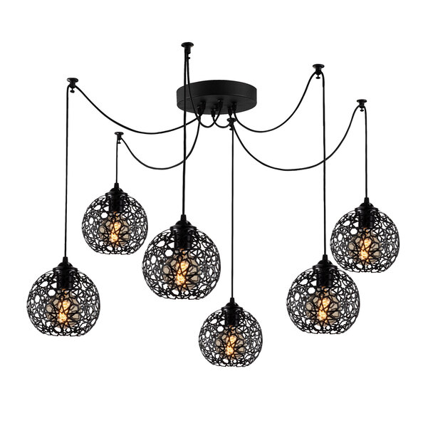 Fellini 6 Light Metal Nest Ceiling Pendant Light in Black