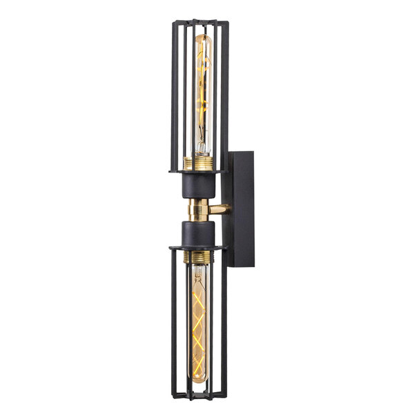 Fellini Metal Double Wall Light in Black and Gold